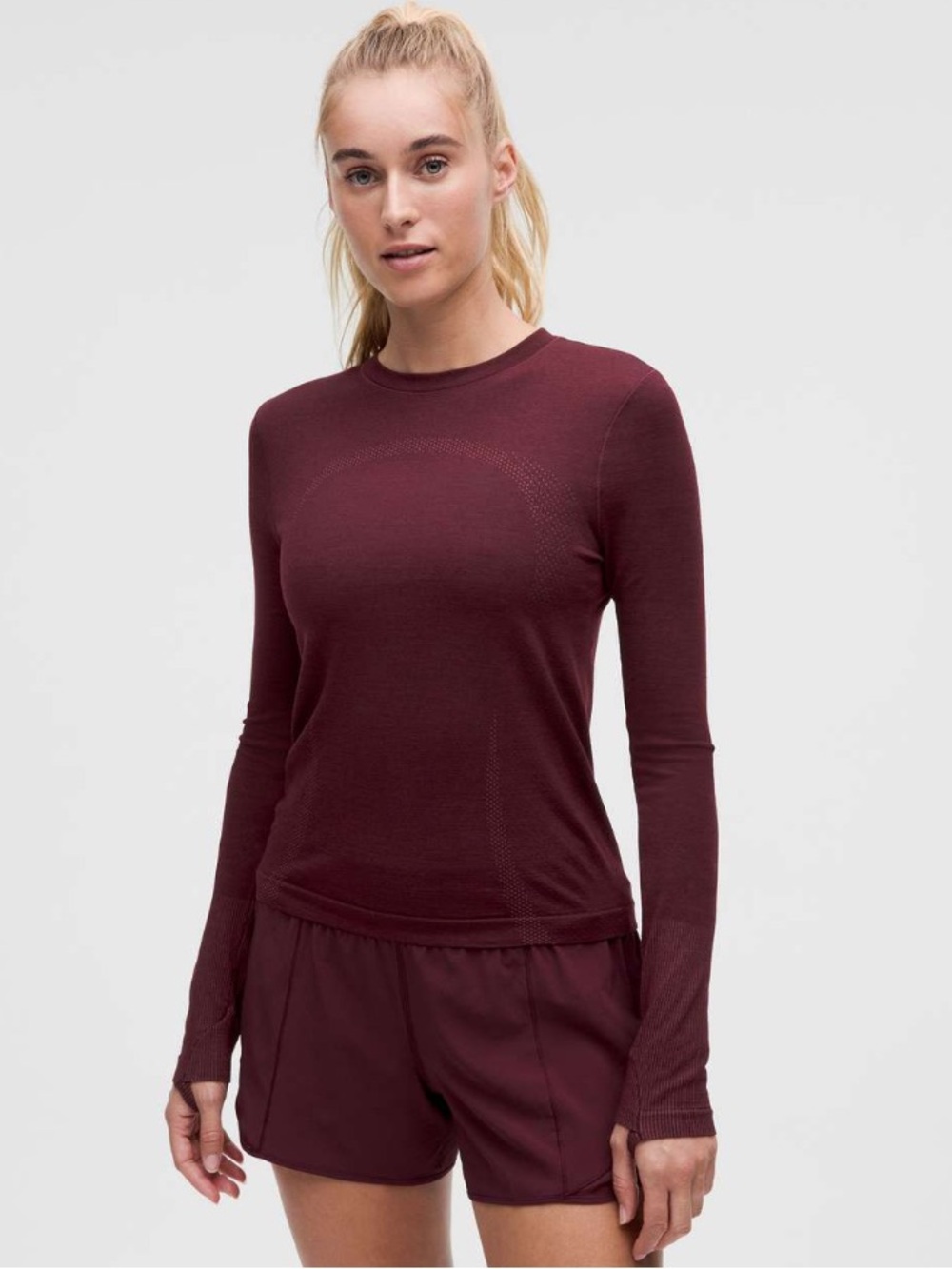 Lululemon Swiftly Wool Long-Sleeve Shirt *Waist Length garnet